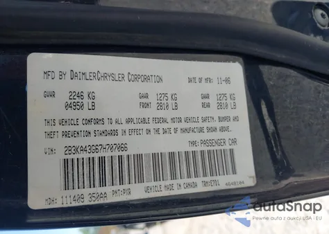 2007 Dodge Charger Se/Sxt from USA, damaged, VIN 2B3KA43G67H707066